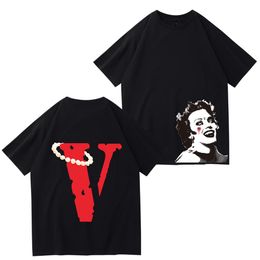 VLONE Men's T-Shirts Original design VLONE logo Summer Cartoon Collarless Short Sleeve Letter Loose Tops T-Shirts pink black VL114