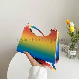 Shoulder Bags Handbags Fashion Rainbow Women's Underarm Bag Pu Leather Ladies Crossbody Casual Portable Female Tote Purse Handbagsstylishhandbagsstore