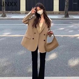 Women's Suits UNXX Spring Women Loose Casual Lapel Suit Coat In Outerwears Jackets Clothes Korean Fashion Long Sleeves Tops Elegance