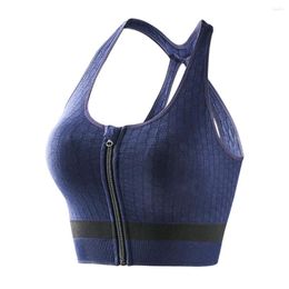 Yoga Outfit Front Zipper Sports Bra Underwear Women's Beauty Back Fitness Top High-Intensity Shockproof Sling Vest