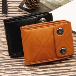 Wallets Men's Short Wallet Fashion PU Leather Half Discount Casual US Dollar Pattern Double Buckle Change Bag