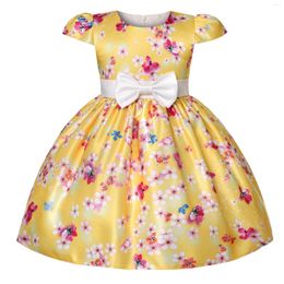 Girl Dresses Children Princess Dress Girls Floral Puff Sleeve Tutu Child Fashion Birthday Party Gown Kids Mesh Summer 6M-5T