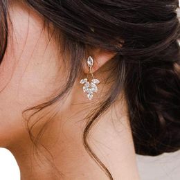 Stud Earrings Luxury Leaf Zircon Drop Charm Wedding Jewelry For Women Top Quality Bridal Chandelier Elegant Earring Gift