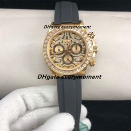 Diamond inlaid ceramic watch 116588 40mm automatic mechanical men's watches cal.4130 rubber strap sapphire 904L precision steel waterproof Wristwatch C factory