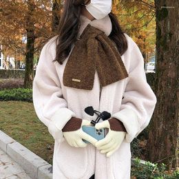 Scarves Winter Plush Scarf Woman Thicken Cross Collar Fashion Cute Girls Outdoor Cycling Neck Warm Scarve Apparel Accessories