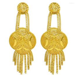 Dangle Earrings Nigerian Big For Women 2023 Dubai Gold Plated Large Bridal Wedding African Jewellery Hawaiian Party Gifts