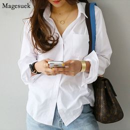 Women's Blouses Shirts Long Sleeve Ladies Tops Blouses Oversized Button Casual Cotton White Shirt Women Turn-down Collar Loose Blouse Women 3496 230404