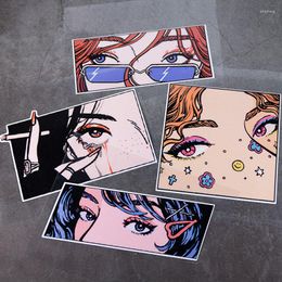 Gift Wrap Japanese Half-face Girl Car Stickers DIY Waterproof Reflective Glass Window Two-dimensional Animation