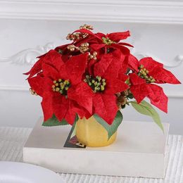 Decorative Flowers Home Decoration Flower Festive Holiday Decor Realistic Reusable Christmas Potted Desktop Artificial Ornament For Xmas