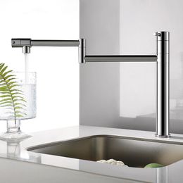 Kitchen Faucets Tuqiu Foldable Faucet And Cold Sink Tap 360 Degree Chrome Kithchen Mixer Brass Material Deck Mounted