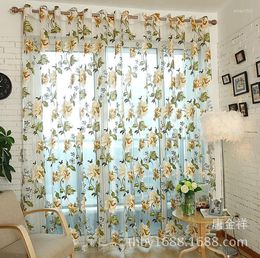 Curtain Purple Peony Pattern Tulle Home Decor Voile Kitchen Balcony Room Floral Window Blind Screening Romantic
