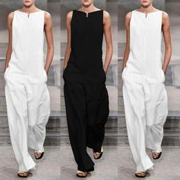 Women's Jumpsuits Rompers Summer Female Elegant Loose Jumpsuit Trousers Women Casual Long Pants Overalls White Black 230404