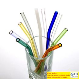 18cm20cm25cm Reusable Eco Borosilicate Glass Drinking Straws Clear Coloured Bent Straight Milk Cocktail Straw