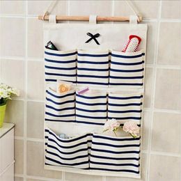 Storage Boxes Sundries Pouches Hanging Bag On The Wall Many Pockets Cotton Linen Fabric At Home Wardrobe 8 Large Simple