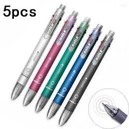 5pcs/lot 6 In 1 Multifunction Pen With 0.7mm 5 Colors Ballpoint Refill And 0.5mm Mechanical Pencil Lead Set Multicolor