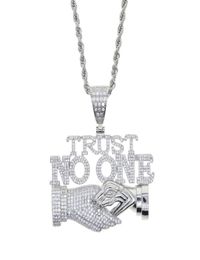 Chains Whole Design Gold Silver Plated Letter TRUST NO ONE Charm Pendant With Long Rope Chain Necklace For Men Hip Hop Jewelry4484167