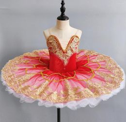 Stage Wear Red Professional Ballet Tutu For Girl Pancake Tulles Platter Performance Tutus Kids Dress Girls