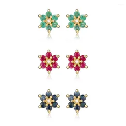 Dangle Earrings Sapphire Ruby & Emerald Flower Earring Set In 18k Over Sterling Silver Adult Female