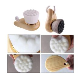 Facial Bamboo wood Handle Cleansing Brush Beauty Tools Soft Fber Hair Manual Brush Cleaning Face Brushes Skin Care