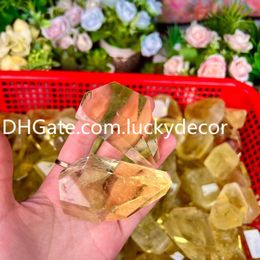 Cut Faceted Natural Citrine Quartz Chunks Decor Polished Irregular Spiritual Meditation Energy Yellow Crystal Nuggets Depression Fighting Gemstone Specimen