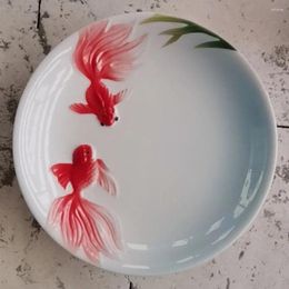 Plates Ceramic Animal Shallow Plate Tableware Household Microwave Oven Goldfish Restaurant Dim Sum Fruit Cake Steak