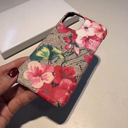 12 13 Iphone Pro Max Case Designer Phone Cases For Apple 14 11 XR XS 8 7 Plus PU Leather Flower Print Mobile Cell Half-Body Bumper Back Covers Shell Fundas s