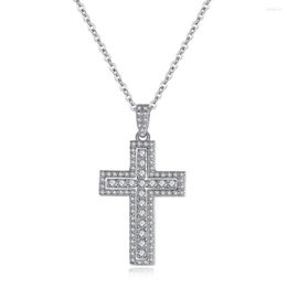 Chains Christian Holy Clear Cubic Zirconia Cross Pendant & Necklaces Women&Men Banquet Accessories Fashion Jewelry Colgantes
