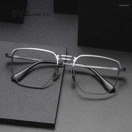 Sunglasses Frames Pure Titanium Glasses Frame For Men Retro Vintage Square Prescription Eyeglasses Male Men's Myopia Optical Eyewear