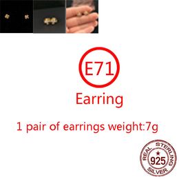 E71 S925 Pure Silver Ear Studs Personalized Classic Punk Hip Hop Style Gold Plated Cross Flower Set Diamond Earrings Jewelry Style Gift for Lovers