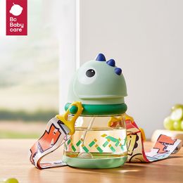 Cups Dishes Utensils Bc Babycare 80150220300ml Baby Straw Cups Kids Gravity Ball 360° Drinking Water Bottles Leak-proof Dinosaur Shape Handle Cup 230404