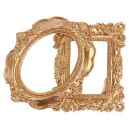 Frames 2 Pcs Decorative Ornaments Po Shooting Frame Delicate Desktop Gold Table Resin Chic Adornment Tabletop Home Picture Golden