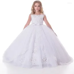 Girl Dresses White Lace Flower For Weddings Long Elegant Princess Kids Evening Party Prom Birthday Pageant Communion Ball Gowns