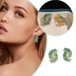 Stud Earrings Green Crystal D Sparkling CZ Women's Jewelry Gift