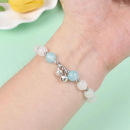 Charm Bracelets Fashion Moonstone Bell Elastic Beaded Bracelet For Women Exquisite Opal Designer Brand Accessories Jewelry Gifts