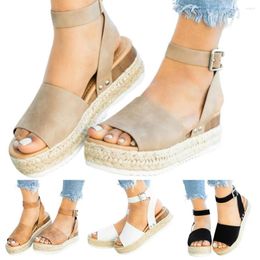 Sandals Women Casual Faux Leather Jute Ribbon Anti-slip Platform Shoes For Beach Summer