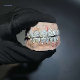 맞춤형 힙합 아이스 아웃 스털링 시어 보석 딥 컷 VVS Moissanite 다이아몬드 이빨 입 Grillz