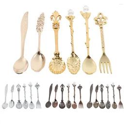 Dinnerware Sets Spoons And Fork Vintage Nice 3D Pattern Polishing Technology Festival Gift For Home Table Decoration