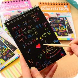 Cute Kawaii Coil Graffiti Notebook Black Page Magic Painting Notepad For Kids Stationery Gift