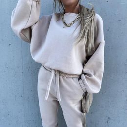 Women's Two Piece Pants Women 2 Pieces Set Sports Sweatshirts Pullove Sweatpants Casual Tracksuit Spring And Autumn Solid Hoodies Suit Korea