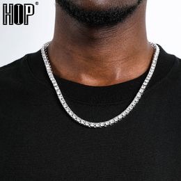 Chokers Hip Hop Iced Out Tennis Chain Necklace 3MM 4MM 5MM Mens Necklaces 1 Row Choker Bling Crystal For Men Jewelry 230404