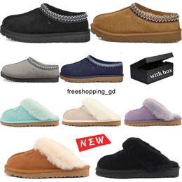 Snow boots designer slippers Tazz Tasman ug Chestnu slipper fluffy platform slippers scuffs wool shoes sheepskin classic brand casual women outside slider