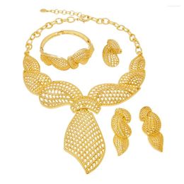Necklace Earrings Set Jewelry For Women Simple Cutout Pendant Classic Design Better Quality Copper Alloy Material