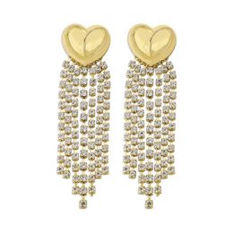 Exquisite Cubic Zirconia Beaded Tassel Earrings for Women Romantic Heart Jewellery Classic Korean Fashion Earring Trendy Jewelry