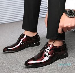 Dress Shoes Men's Shoe Patent Leather Men Wedding Oxford Lace-Up Office Suit Casual Italian Plus Size
