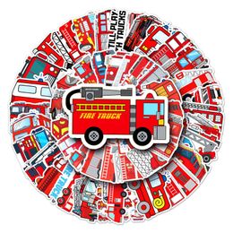 50PCS All Kinds Of Fire Truck Stickers Cartoon Kids Sticker Toy Graffiti Stickers Mixed Phone Case Luggage Waterproof DIY Decal