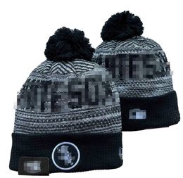 White Sox Beanies Chicago Bobble Hats Baseball Ball Caps 2023-24 Fashion Designer Bucket Hat Chunky Knit Faux Pom Beanie Christmas Sport Knit hat a0