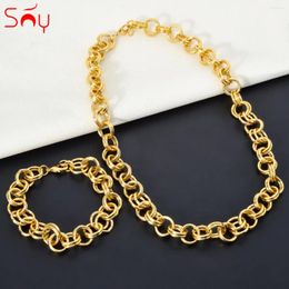 Necklace Earrings Set Cuban Link Chain Gold Color Cross O Bracelet For Women Men Jewelry Thick Hiphop Jewellery Gift