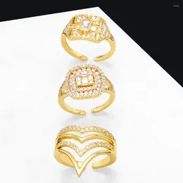 Cluster Rings OCESRIO Fashion White Crystal Rectangle Of Women Copper Gold Plated Big Crown Ring Jewellery Wholesale Bulk Rigr91