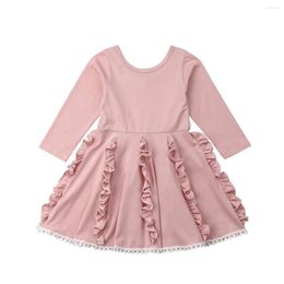 Girl Dresses 2023 Fashion Kids Flower Long Sleeve Lace Girls Party Dress Wedding Bridesmaid Princess