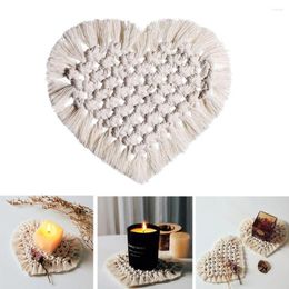Table Mats Handmade Cotton Woven Placemats Insulated Coasters Round Heart-shaped Coffee Drinks Tea Cups Boho Decor